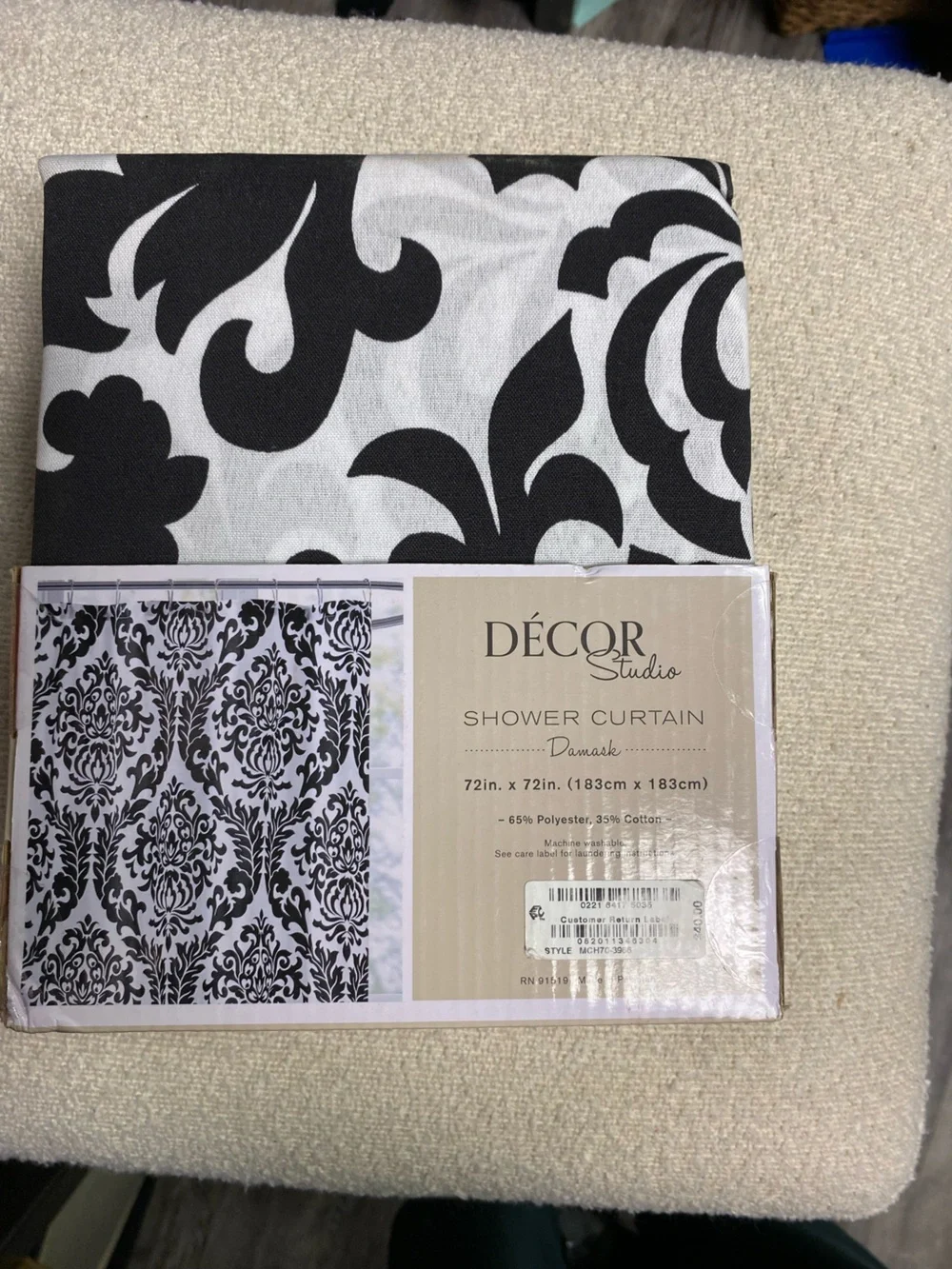 Black and White Damask Shower Curtain